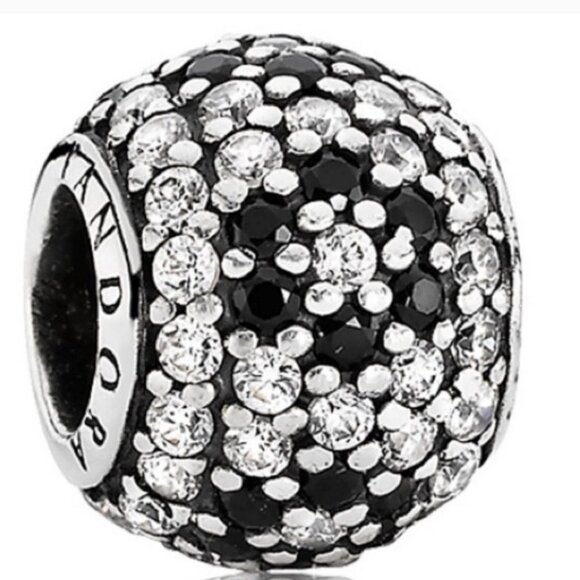 Sterling Silver Pandora Shimmering Black Blossom Charm - Picture 1 of 1